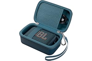 ProCase Hard Shell Travel Case for JBL Go 4 2025/ Go 3/ Go 3 Eco Ultra Speaker, Waterproof Portable Carrying Box for JBL Mini Speaker and Accessories, Storage Bag with Mesh Pocket & Wrist Strap -Blue