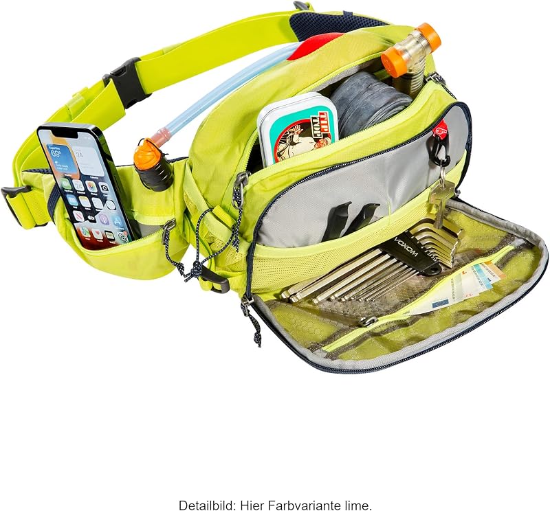 Bike Hip Bag MTB 5L - Hüfttasche für Mountainbiker - Mit diversen Fächern, Flaschenhaltern, Trinkblasenfach und 5 Liter Fassungsvermögen (Black)