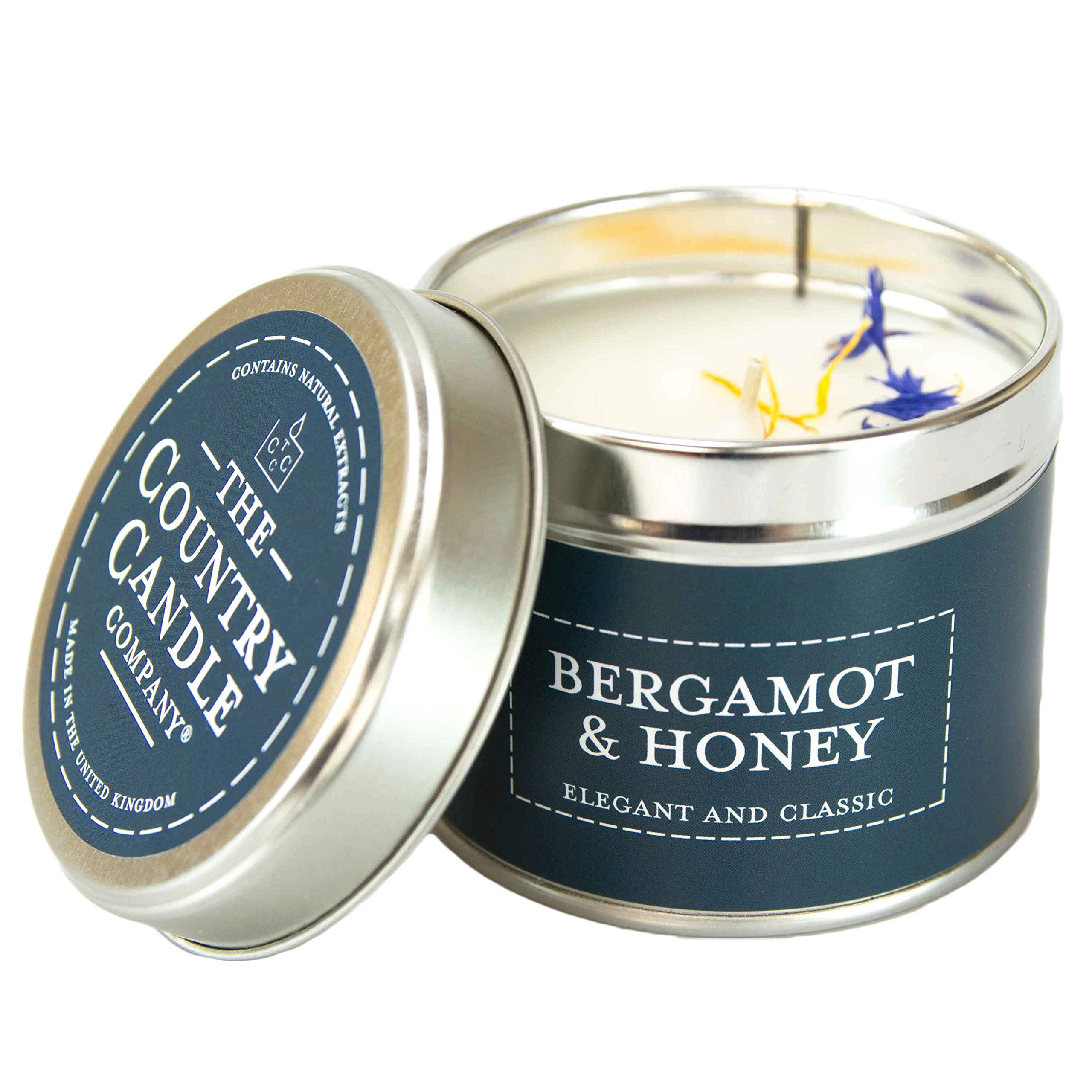 The Country Candle Company Pastels Tin Candle – Bergamot and Honey Scented, Up to 35 Hours Burn Time