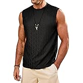 Herberton Men’s Textured Tank Top Jacquard Casual Summer Vacation Sleeveless Tshirt (S-XXL)