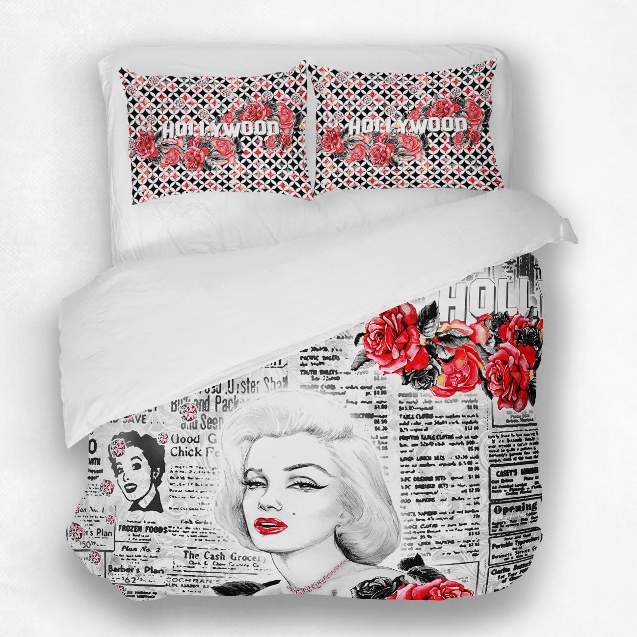 Amazon Com Artbedding Marilyn Monroe Bedding Set Hollywood Themed Duvet Bedding Set Vintage 60 S Handmade Bedding Duvet Set Designer Art Bedding Bedroom Decor Full 83 X 87 Home Kitchen