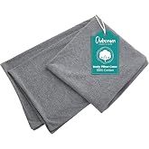 Oubonun 21 x 54 Inch 100% Jersey Cotton Long Body Pillow Cover with Zipper | Ultra Soft Breathable T-Shirt Knit Case - Smooth Elastic Fabric Protector for Side Sleepers Adults Nighttime Bed Rest, Grey