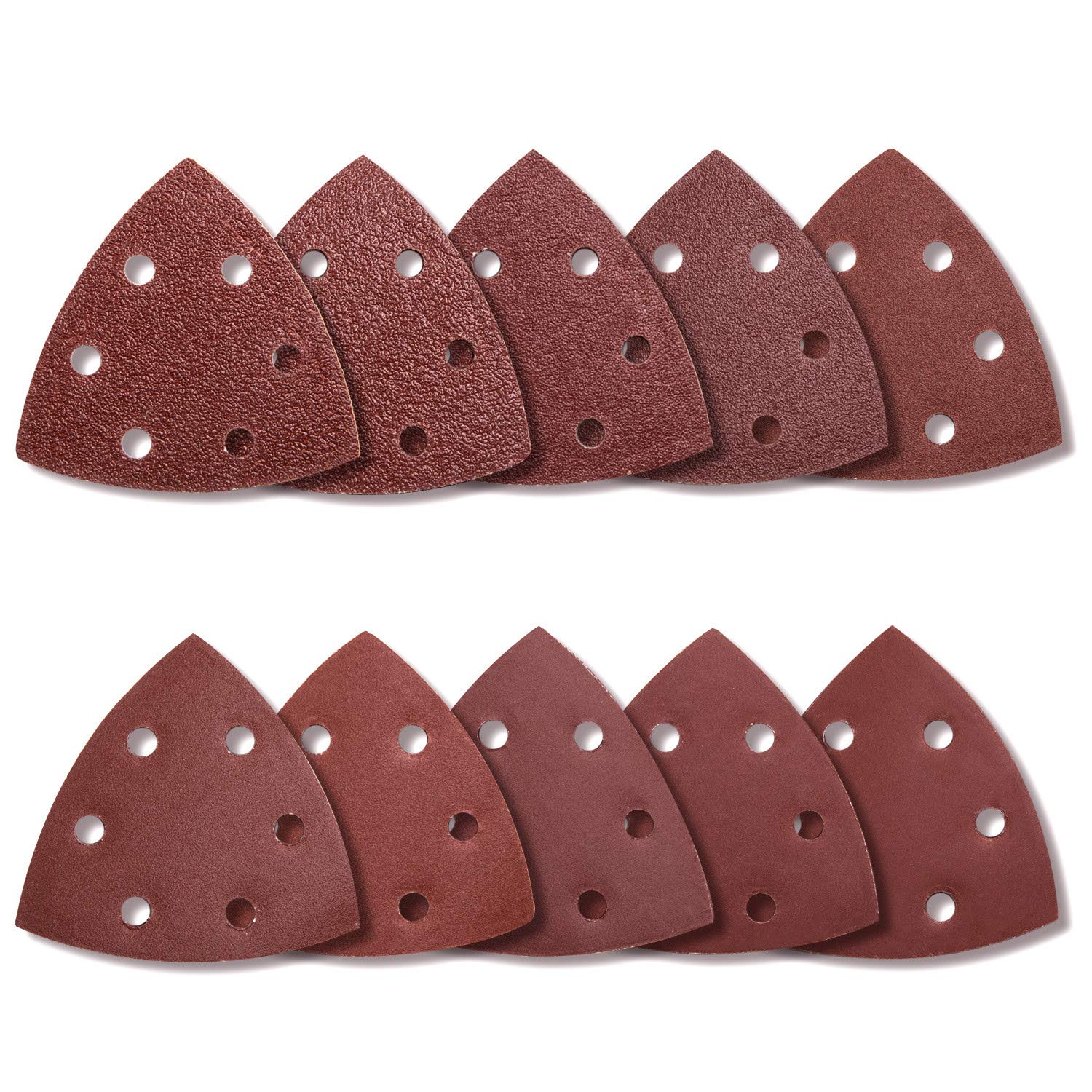 100 Pieces Triangle Sandpaper Sanding Sheets Sander Grinder Pads Hook and Loop Assorted 40/60/80/100/120/180/240/320/400/800 Grits for Sanding Polishing