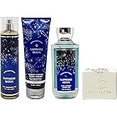 Bath & Body Works Sapphire Moon-Trio gift Set- Fine Fragrance Mist, Body Cream and Shower Gel with a Natural Oats Bar Soap., Full Size, Blue
