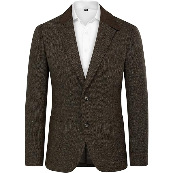 PJ PAUL JONES Men's Blazer Herringbone Tweed Sport Coats Two