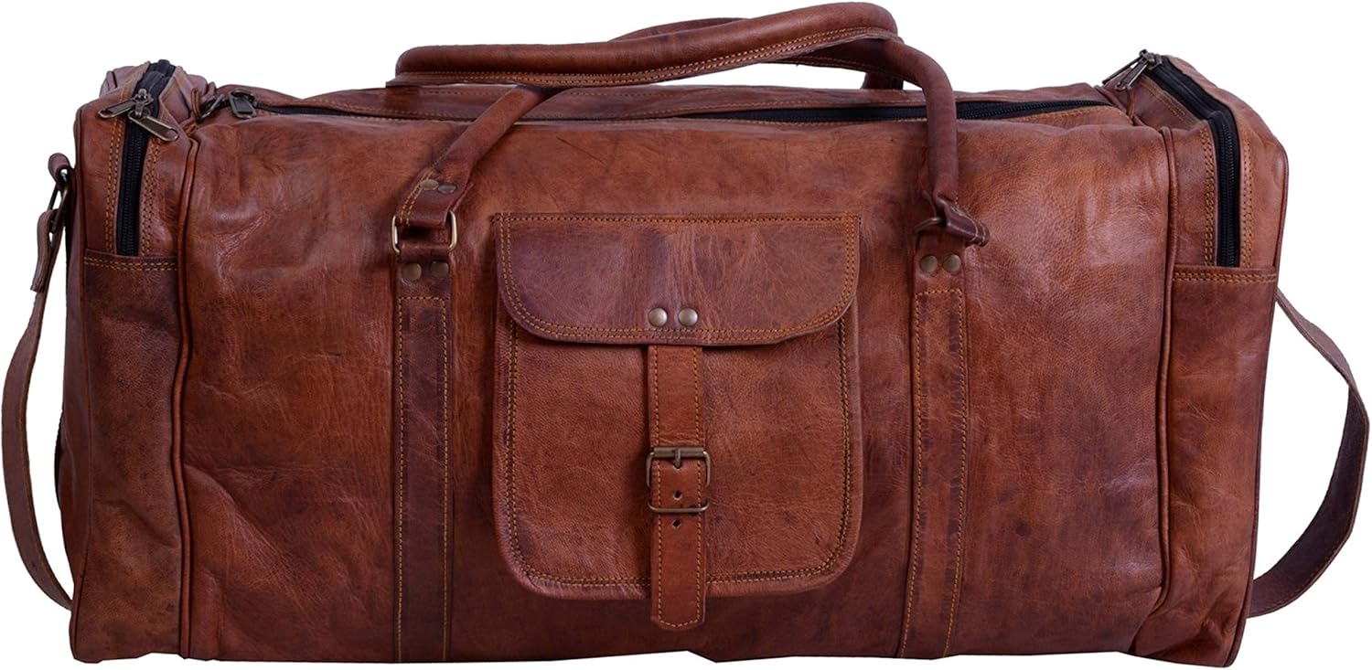 mens large leather duffle bag