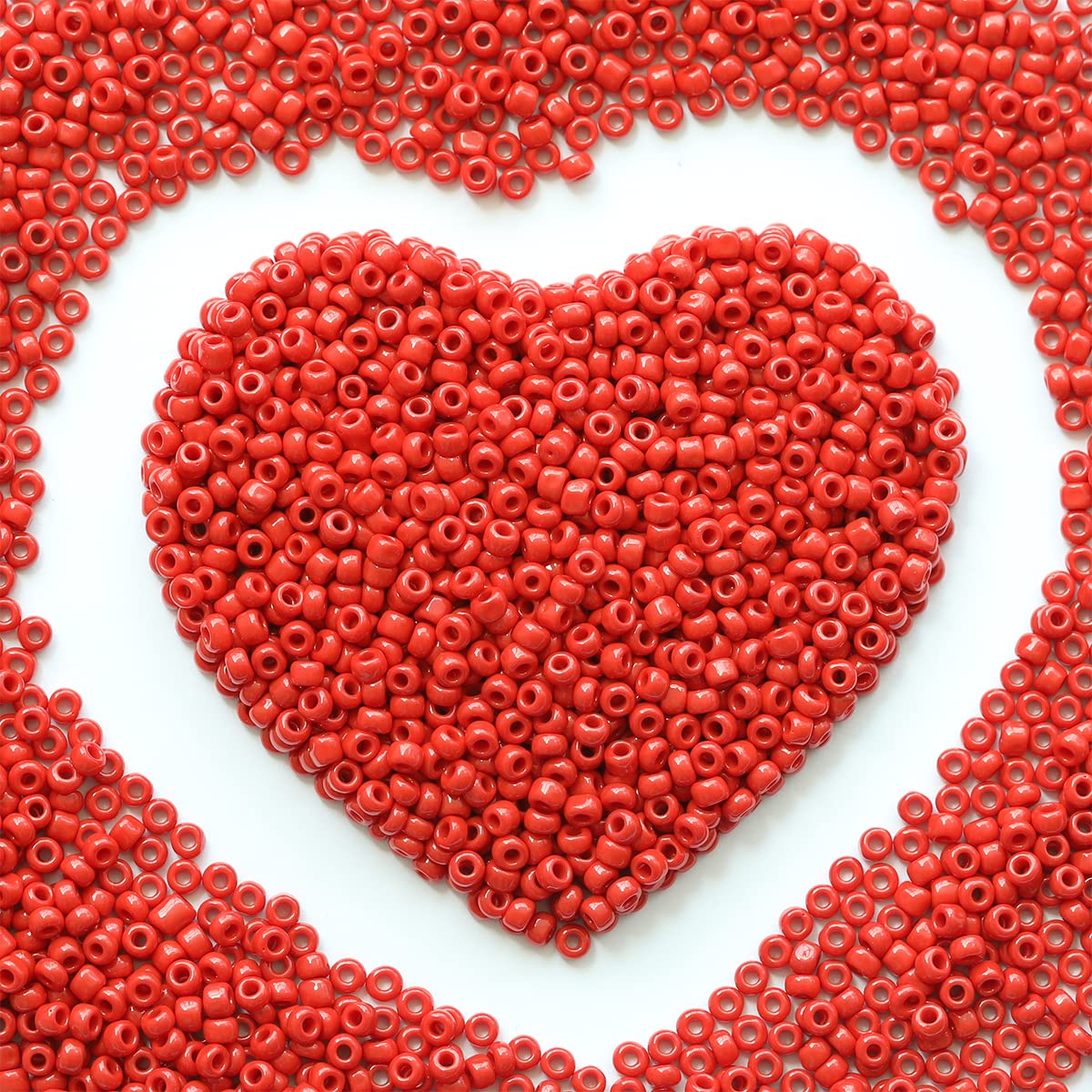 Red Seed Beads 110 Grams About 4000pcs, 3mm 8/0 Glass Craft Beads for Making Earrings, Bracelets, Pendants, Waist Jewelry,DIY Handmade（Red）