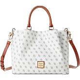 Dooney &amp; Bourke Women's Gretta Brenna Satchel in Coated Cotton, Large Handbag with Adjustable Detachable Shoulder Strap
