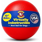 Doggie Dooley Virtually Indestructible Dog Ball - 10 Inch, Red | Hard Plastic Interactive Dog Toy for Large Breeds Over 45+ lbs - Built for Herding &amp; Push Play - Floats in Water, Made in USA