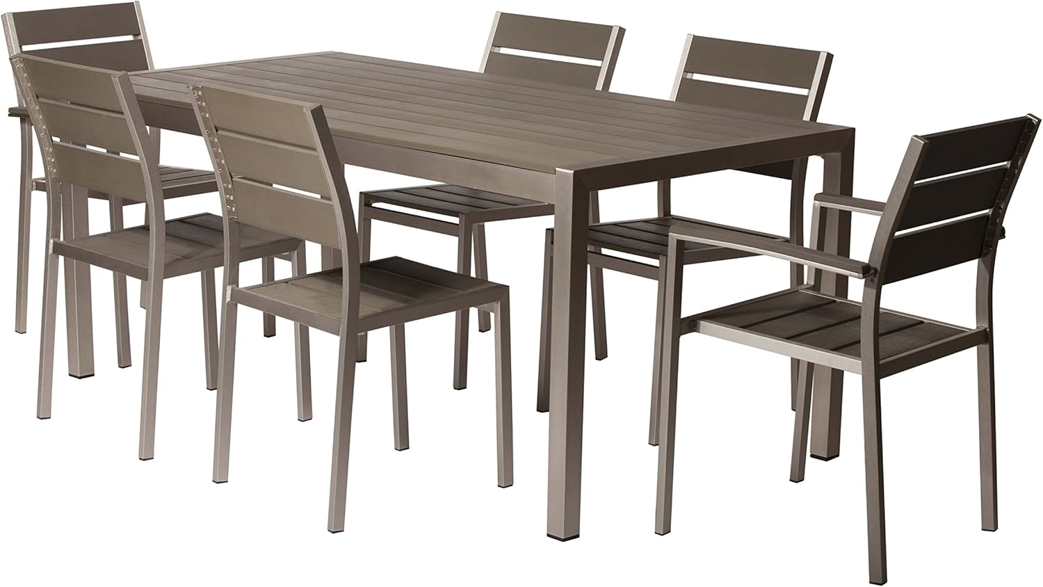 Amazon Com Pangea Home Roy 7pc Gray Roy Seven Piece Dining Set Table Chair Sets