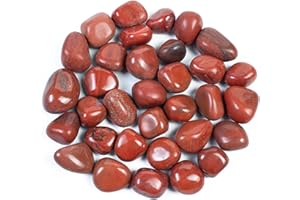 BEZAVO Red Jasper Tumbled Stones - 1lb Bulk Polished Crystals for Vase Filler, Fountain Rocks, Healing Reiki Gemstones, Good Luck, Home Decor Gifts, Size 20-25 mm