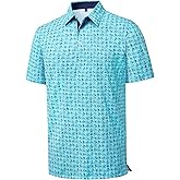 Alimens & Gentle Mens Polo Shirts Short Sleeve Printed Golf Shirt Moisture Wicking Dry Fit Collared Business Casual Tennis