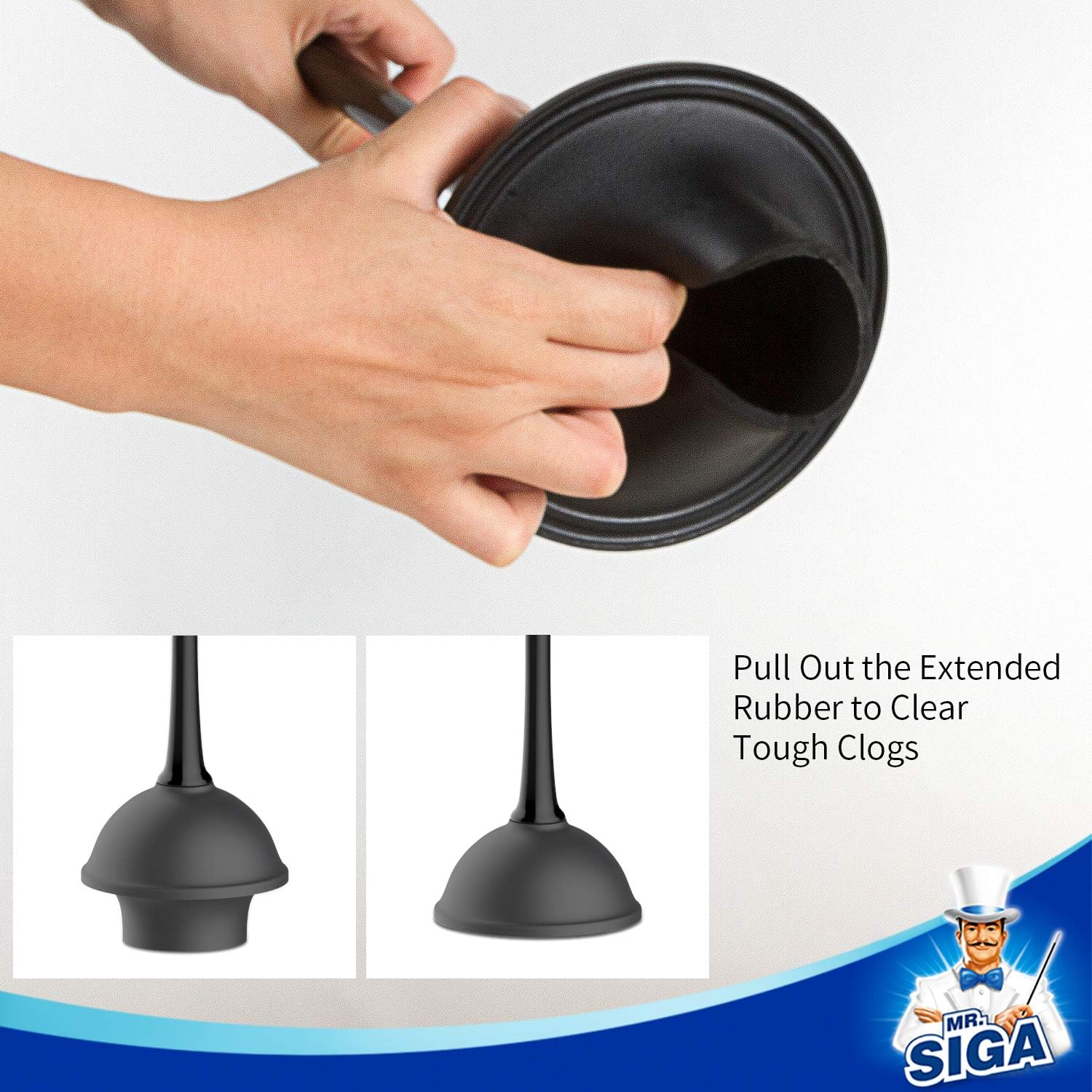 MR.SIGA Toilet Plunger and Bowl Brush Combo for Bathroom Cleaning, Black, 2 Sets: Home & Kitchen