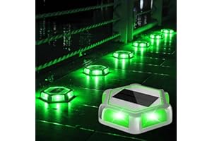 CREPOW Green Solar Dock Lights Driveway Deck Lights - 12 Packs Waterproof Outdoor LED Aluminum Dock Lighting Warning Step Lights for Driveway Sidewalk Garden Pathway Yard