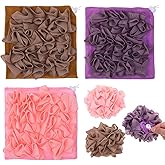 3Pcs Soap Loofah Pouch, 2 in 1 Washcloth Loofah Combo with Retractable Cord That Holds Bar Soap Exfoliation Mesh Shower Ball for Body Wash Bathing Smooth Skin (Khaki + Coffee + Pink)