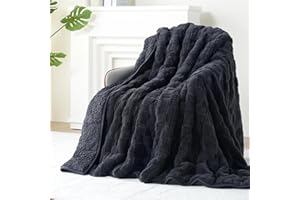 Kivik Dual Sided Weighted Blankets for Adults, Buttery Soft Stylish Checkered Heavy Blankets for Couch Sofa Bed - Ultra-Fluffy Fabric Brings Cloud-Like Comfort (48"x72", Black, 15 Pounds)