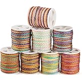 Cheriswelry 8 Rolls 1MM Jewelry Beading Cord Metallic Thread Nylon Braided Cord Chinese Knotting Cords for DIY Kumihimo Macrame Tassel Bracelet Necklace Jewelry Making 16.4 Yards/Roll