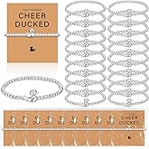 Huquary 20 Set Cheer Team Gifts Bulk Cheer Duck Bracelets Cheerleader Charm Bracelet with Tags Team Inspirational Gift Accessories Jewelry for Teammates