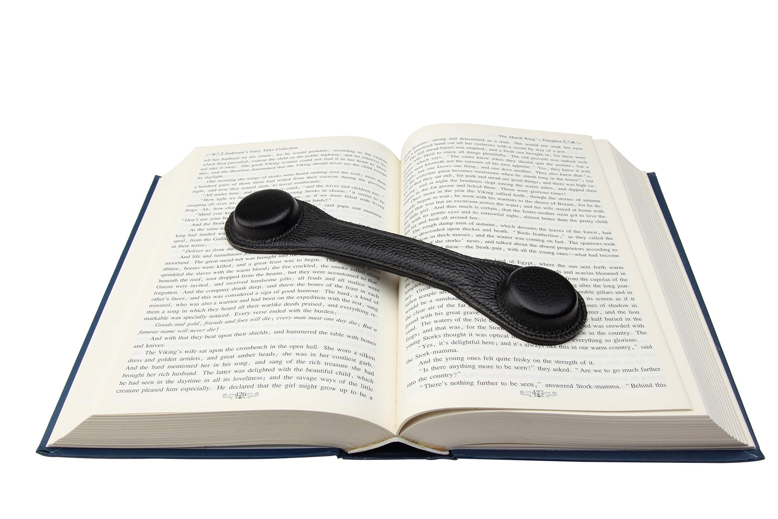 Superior Essentials Bookmark Book Holder Paper Weights for Cookbooks Paperback Workbooks and Textbooks Open for Hands-Free Reading Black Leather