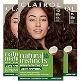Clairol Natural Instincts Demi-Permanent Hair Dye, 4G Dark Golden Brown Hair Color, Pack of 3
