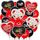 KatchOn, Happy Valentines Day Balloons - Big, Pack of 26 | Black and Red Heart Shaped Balloons for Valentines Day Decorations | Heart Balloons, Valentines Balloons, Romantic Decorations Special Night