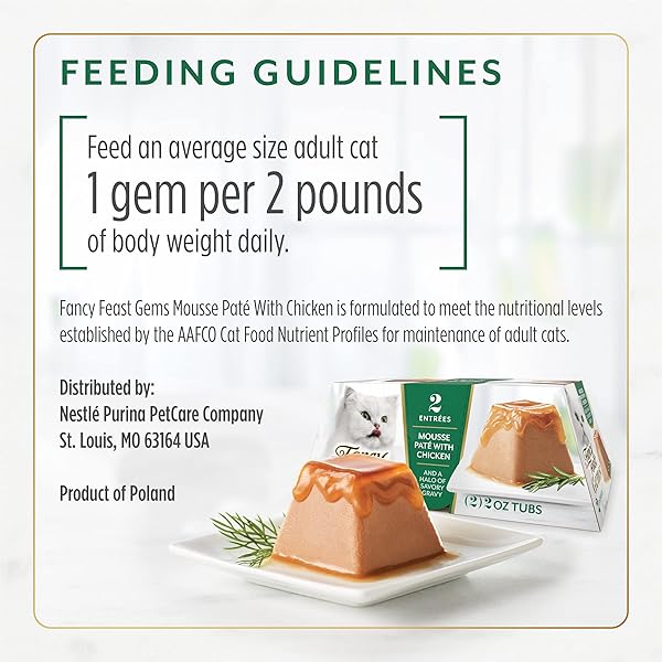 FANCY FEAST GEMS PATE CAT FOOD MOUSSE WITH CHICKEN AND A HALO OF SAVORY GRAVY CAT FOOD – (PACK OF 8) 4 OZ. BOXES