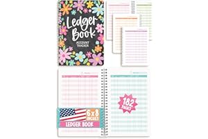 HADLEY DESIGNS Accounting Ledger Book - Account Ledger Books for Bookkeeping, Bookkeeping Record Book, Accounting Notebook Spiral, Income and Expense Tracker Notebook, Chalk Floral Account Tracker