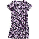 PNAEONG Women's Cotton Nightgown Sleepwear Short Sleeves Shirt Casual Print Sleepdress