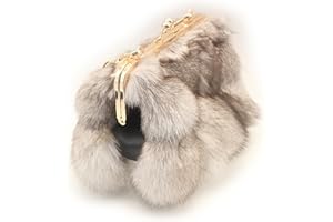 FOSRION Luxurious Fashion Natural Fox Fur with Hair Handbag for Women and Ladies