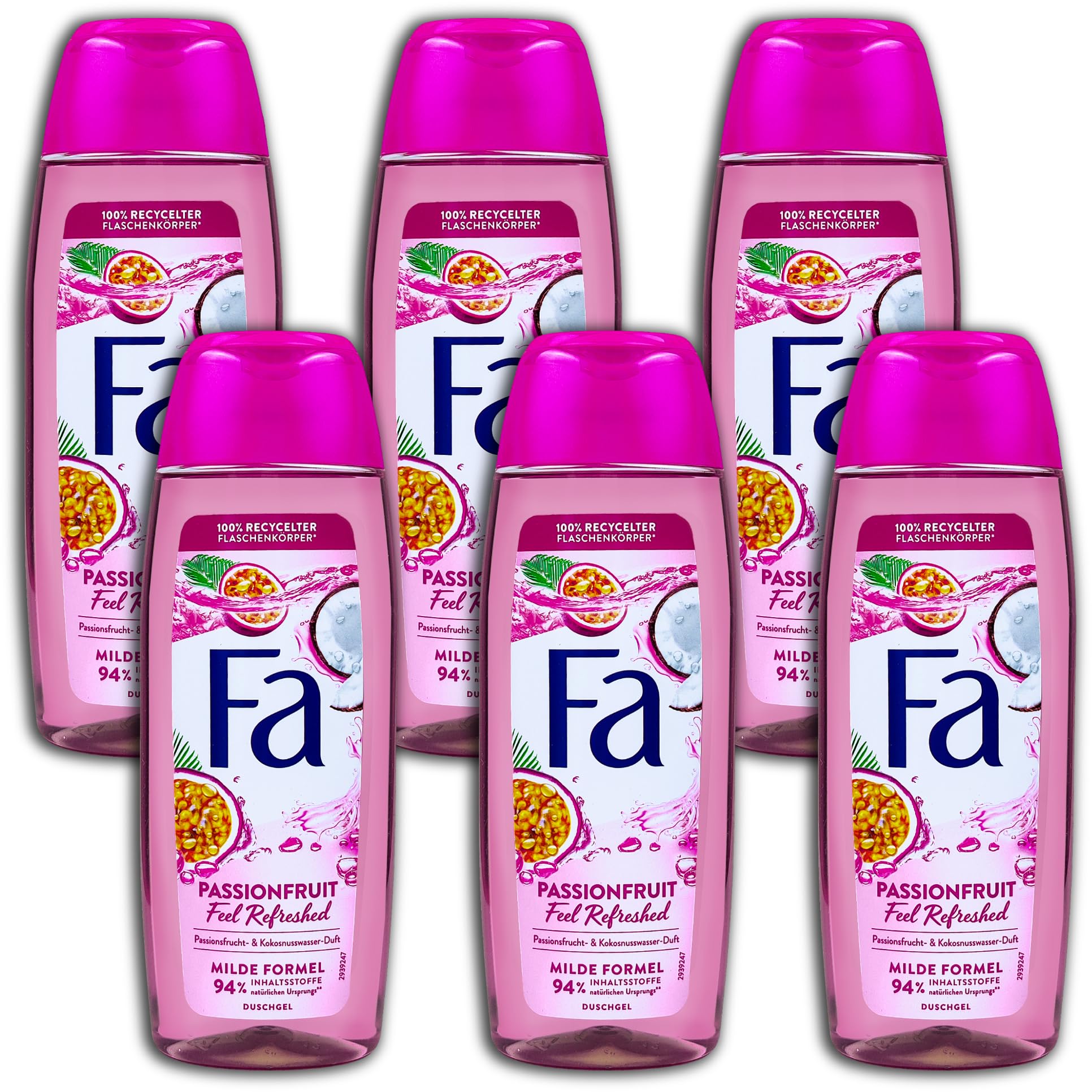 Fa Shower Gel Passion Fruit Feel Refreshed 6 x 250 ml Pack of 6
