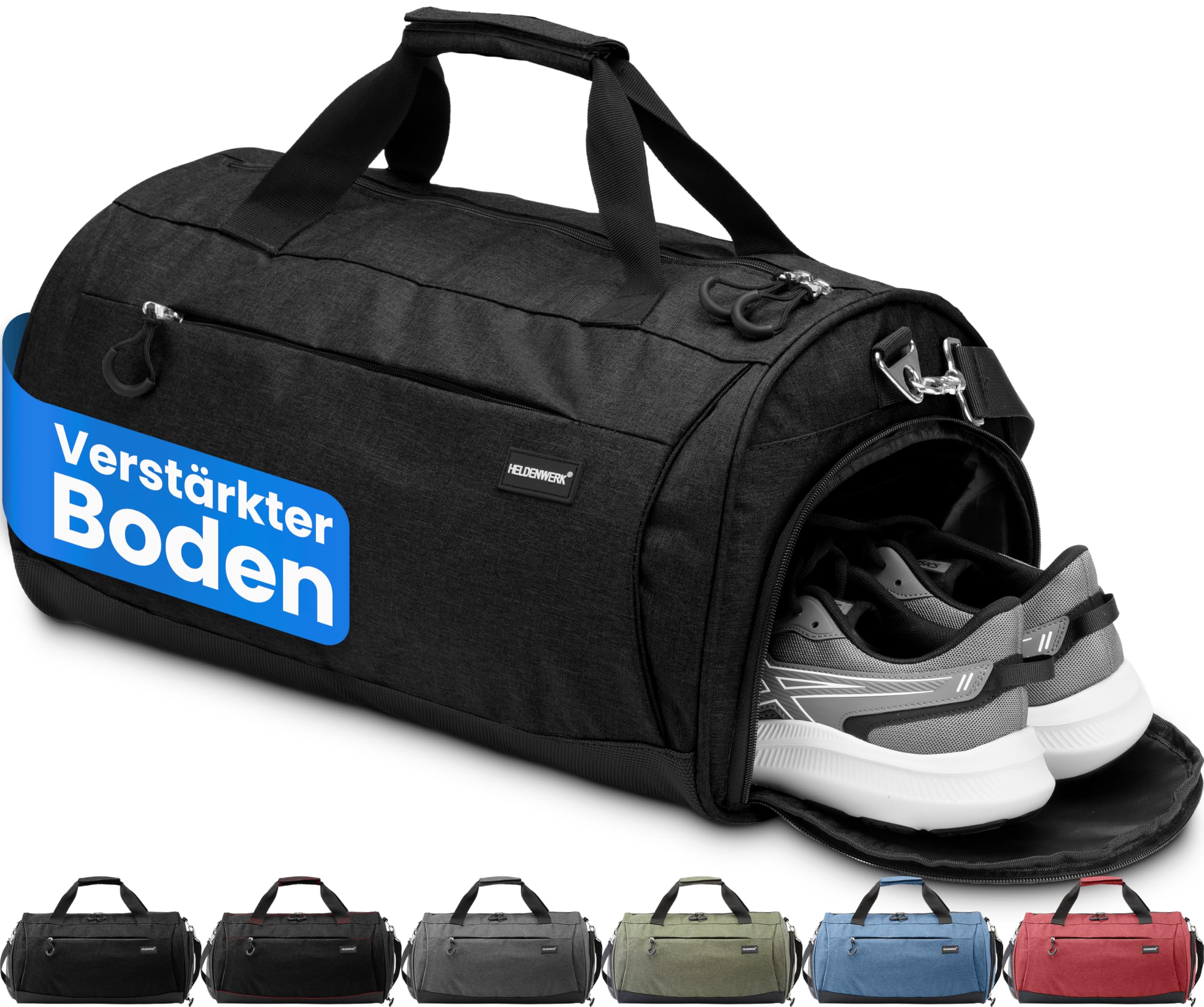 Heldenwerk® Sporttasche & Reisetasche für Damen und Herren klein I Trainingstasche mit Schuhfach und Nassfach I ideal als Reisetasche Handgepäck, Gym Bag, Fitness Tasche, Trainings Tasche, Sport Bag