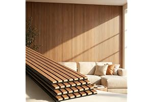 Wood Slat Wall Panels - 4 Pack 93.7" × 11" - Acoustic Panels Noise Reduction for Home Office Studio, 3D Fluted Sound Dampening Absorbing Panels, Walnut