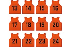 RE-HUO Set of 12 Numbered (13-24) Soccer Vests/Sport Pinnies/Training Bibs with Free Carry Bag