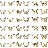 Cheriswelry 36Pcs Gold Plated Alloy Rhinestone Charms Butterfly Earring Pendants for 15-20.5mm 6 Style DIY Necklace Bracelet Jewelry Making