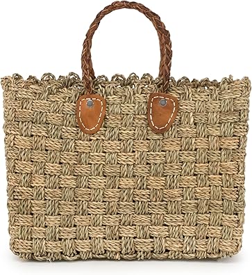 straw tote bag leather handles