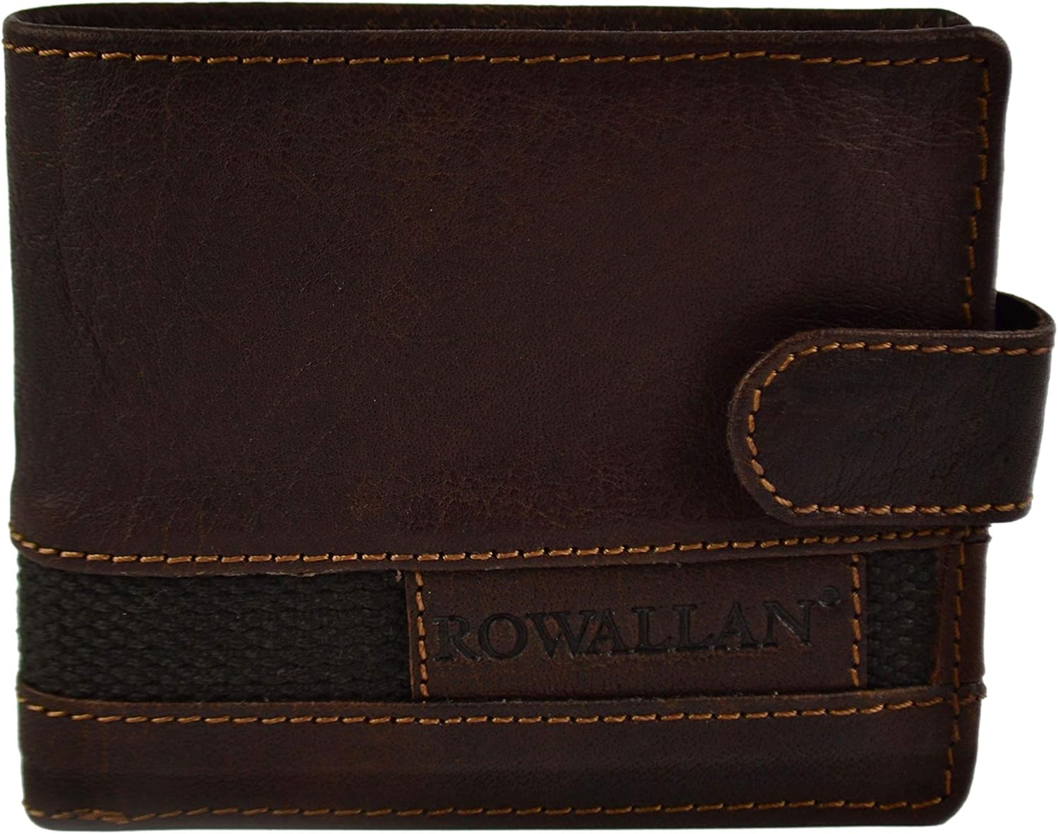 Mens Tri-Fold Buffalo Leather Tab Wallet Coin Section by Rowallan of Scotland Panama Collection