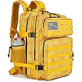 Lovelinks21 45L Tactical Assault Backpack 3 day assault pack with Molle Waterproof backpack Rucksack for Tactical Backpacks (Yellow)