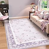 LIVEBOX Machine Washable Area Rugs 5x7 Lavender Rug Girls Bedroom, Soft Ultra-Thin Nursery Girl for Living Room, Purple Rugs for Girls Room, Lilac Rug for Nursery Room