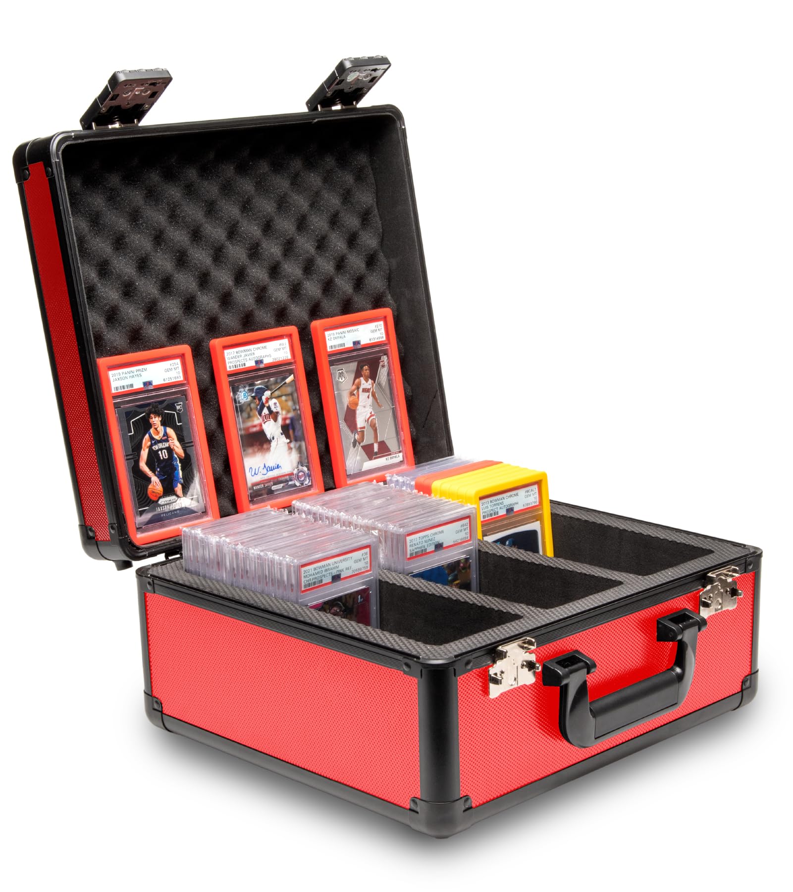 Photo 1 of Panopply SLAB ARMOR FUSION 120+ 3 Row Psa Graded Card Storage Box Graded Card Case Psa Slab Case for Graded Cards Psa Card Case Baseball Card Cases for Sports Cards Storage (RED)