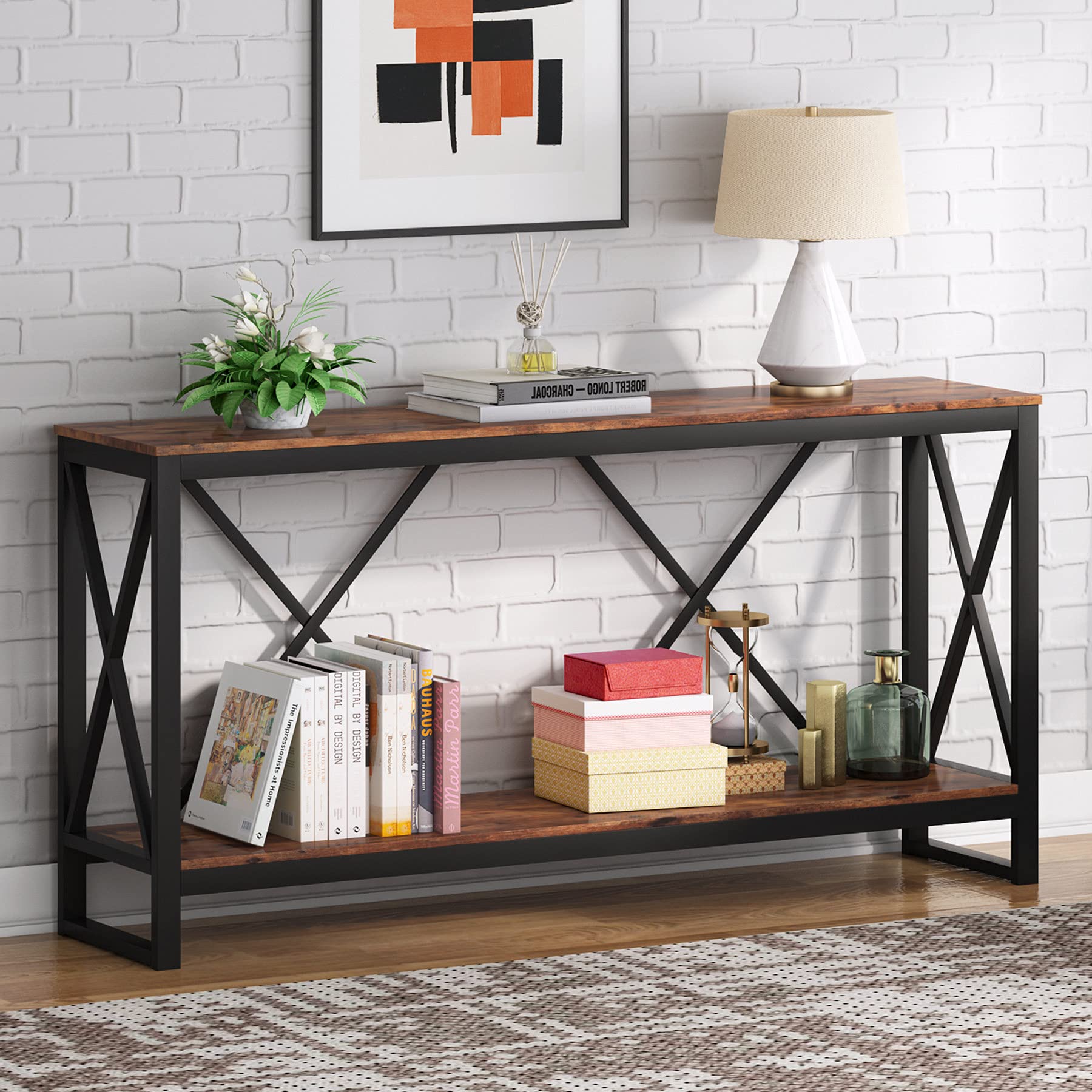 Tribesigns Console Table, Industrial 70.9 Inch Sofa Table Extra Long