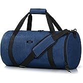 MIER Gym Bag Round Duffle Bag with Shoe Compartment & Wet Pocket, Lightweight Carry on Duffel for Men Women Workout Fitness Travel Sports, 24L, Navy