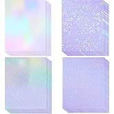 SANZIX 36 Sheets Holographic Sticker Paper - Transparent Self Adhesive Vinyl Laminate Film for Stickers, Cricut Crafts, Scrapbooking, Waterproof, A4 (Colorful, Gem, Dot, Star Patterns)