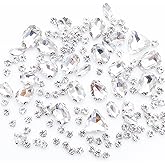 Bcxfbxd 100Pcs Mixed Shapes Glass Rhinestones Sew on Crystal Gems Flatback with Silver Claw for DIY Crafts Jewelry Making Clothes Shoes Costume