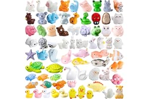 BIGWAVES 72pcs Mini Resin Animals, Tiny Resin Animals, Hide Garden Aquarium, Miniature Farm Ocean Figures, Aquarium for Micro Fairy Garden Landscape Accessories