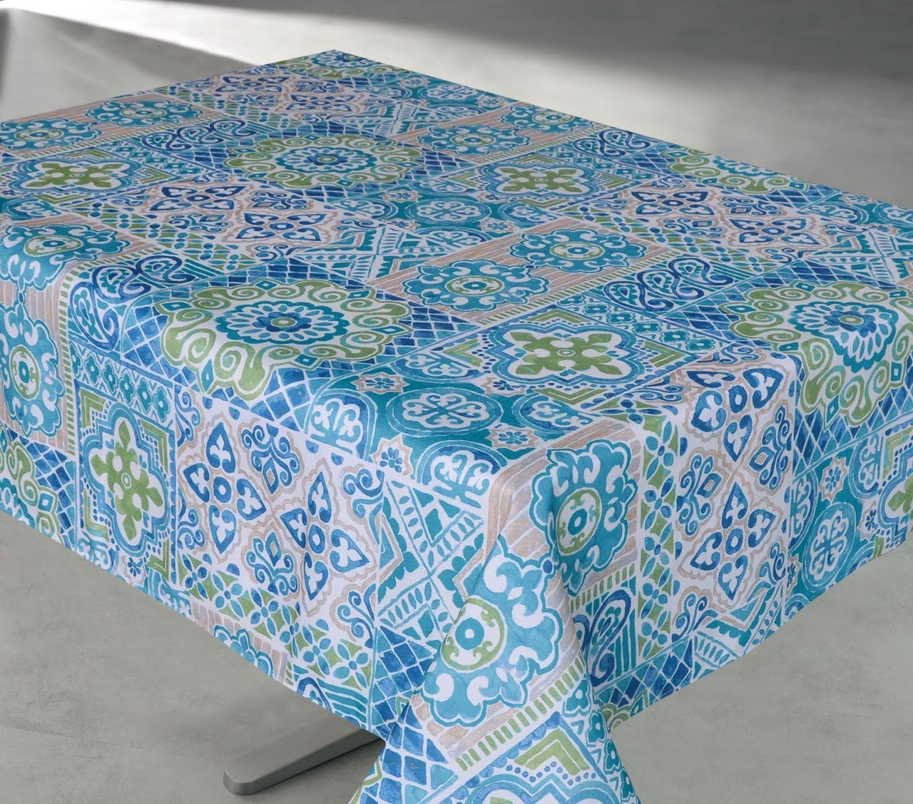 Texstyles Vinyl Tablecloth Plastic Tablecloth for Rectangle Tablecloth Indoor Outdoor Blue Tablecloth 60" X 84"