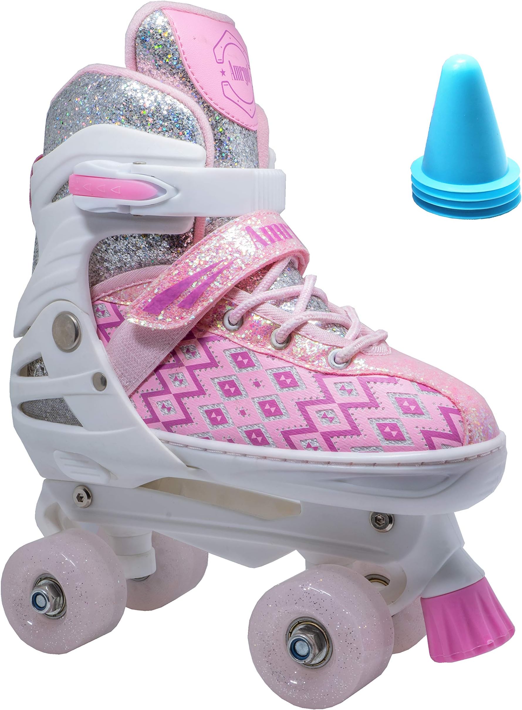 WiiSHAM Fun Roll Adjustable Canvas Roller Skates with Four Piles