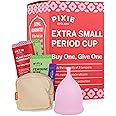 Pixie Menstrual Cup - No Metals or Toxins - Ranked 1 for The Most Soft Reusable Period Cup - Wear 12 Hours - 100% Medical-Grade Silicone - Tampon Alternative - Buy One We Give One (XS)