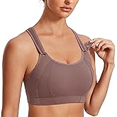 SYROKAN Women's Sports Bra Front Adjustable High Impact Support Padded Wireless Racerback Plus Size Running Bra