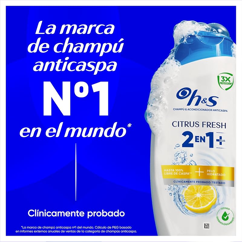 H&S Citrus Fresh 2en1+ Champú Anticaspa y Acondicionador Pelo Graso, 800ml