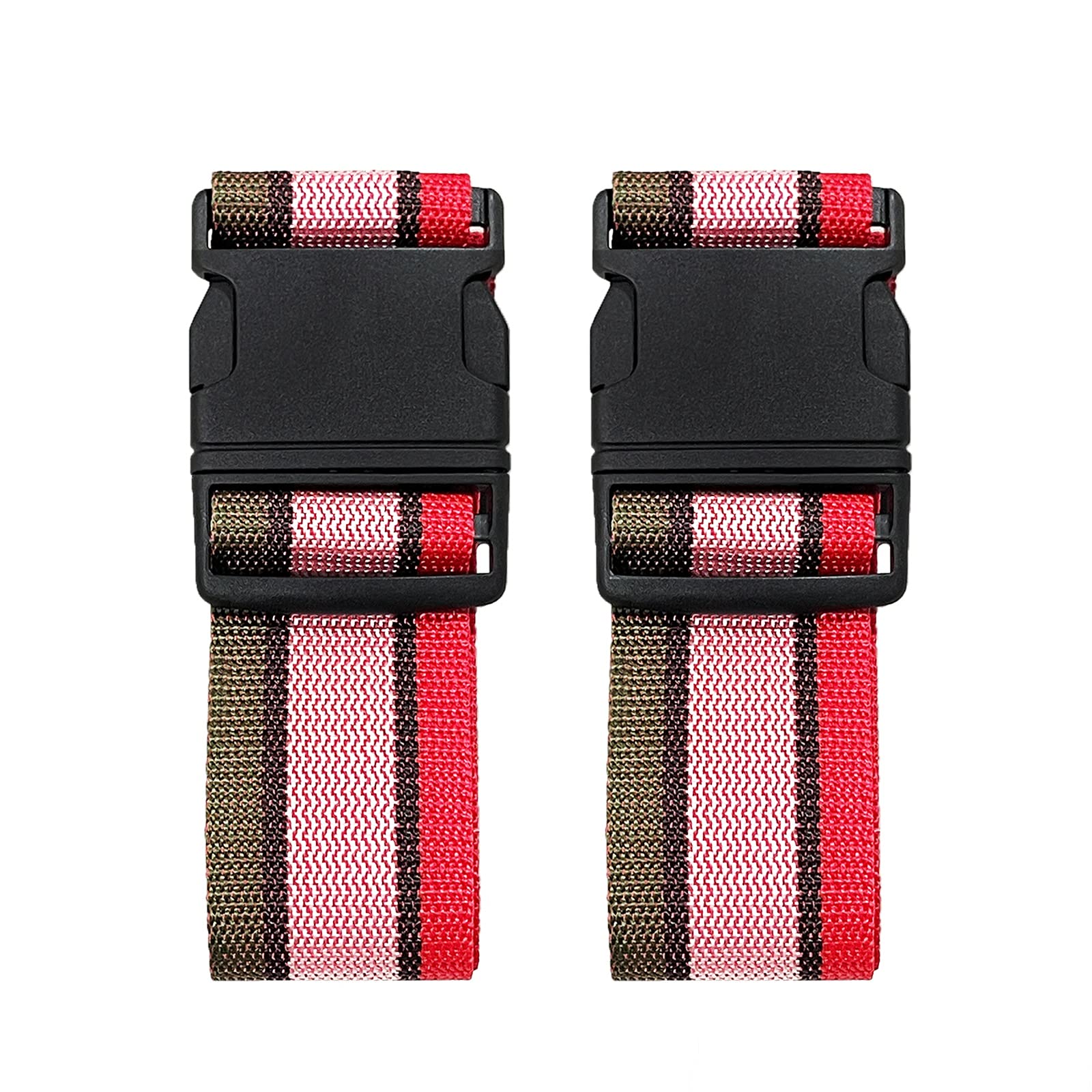 Photo 1 of 2 Pack Luggage Straps, Bright Colors Adjustable Suitcase Belts with Quick Release Buckle (GreyPink)